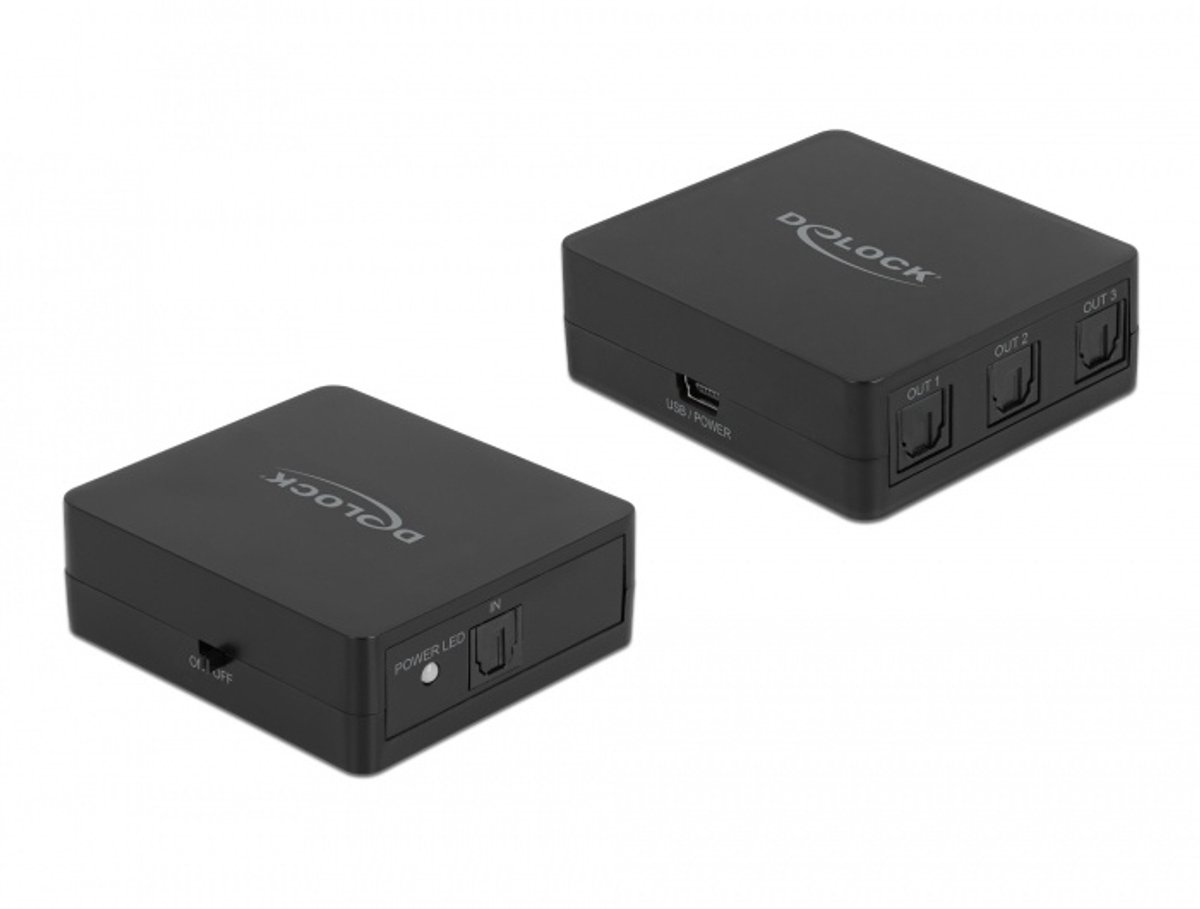 Delock S/PDIF TOSLINK Switch 1 In 3 Out with USB Powered