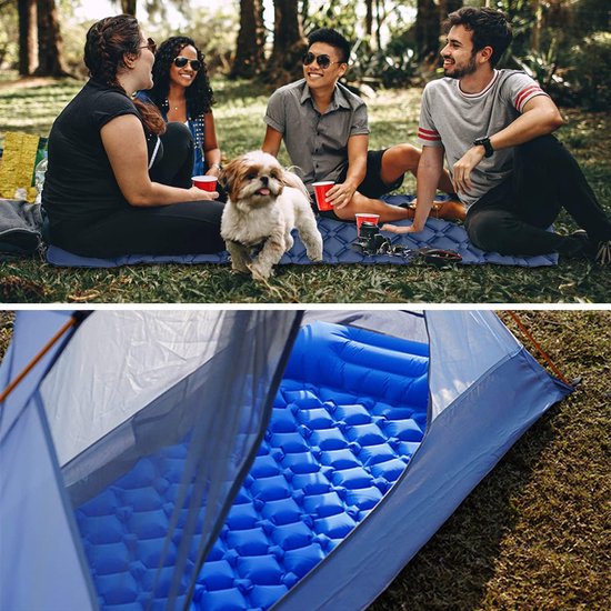Zelfopblazende Slaapmat - Camping Luchtmatras - Buiten Ontspannen - Geïntegreerde Voetpomp - Compact Opvouwbaar - Groen — afbeelding 3