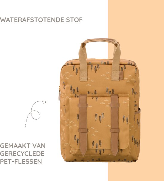 Fresk Kleine Rugzak voor kinderen 2-4 jaar - 4,7 L - Schooltas Kind Unisex - Verstelbare Schouderbanden - Waterafstotende Rugtas - Mosterd - Woods Spruce Yellow