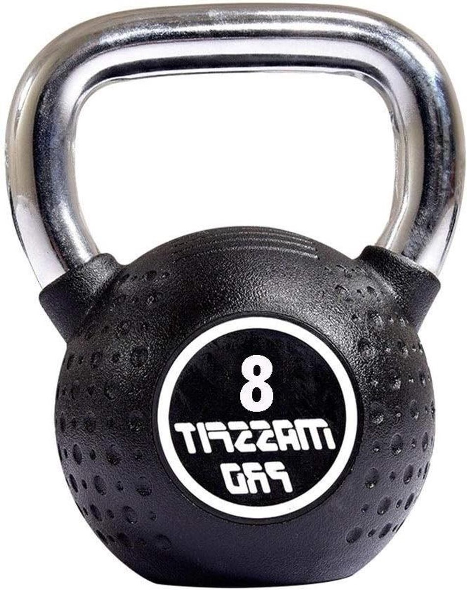 Kettlebell Gietijzer - Kogelhalter Trainingsgewicht - Krachttraining Thuis - Platte Basis Grote Handgreep - 6 kg - Zwart