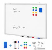 ACAZA Whiteboard - Magnetisch - 60 x 90 cm - Magneetbord - Weekplanner - Inclusief 8 Magneten, 4 Stiften, Wisser en Pennenbakje - Whiteboard Stiften - Weekplanner Whiteboard - Maandplanner - Magneten Whiteboard - Memobord