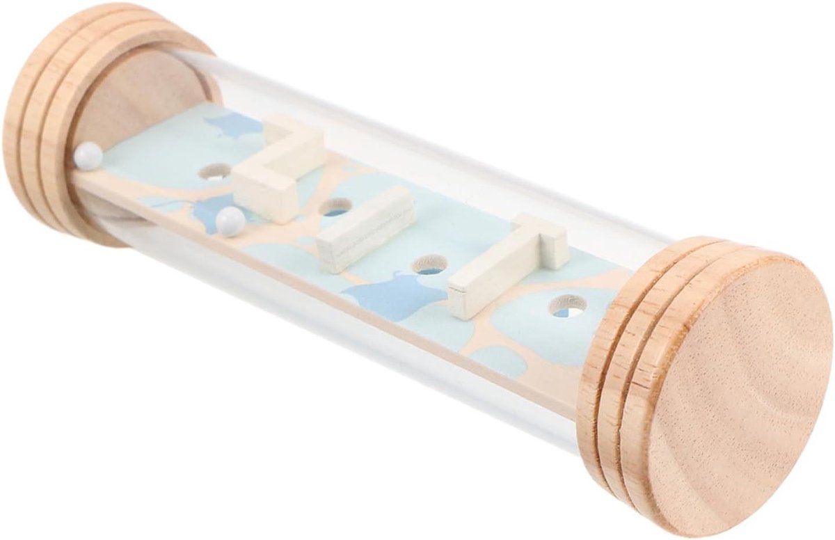 Regenmaker Speelgoed - Muziek Regen - Sensorische Ontwikkeling - Met Maze - 15.5 cm - Beige