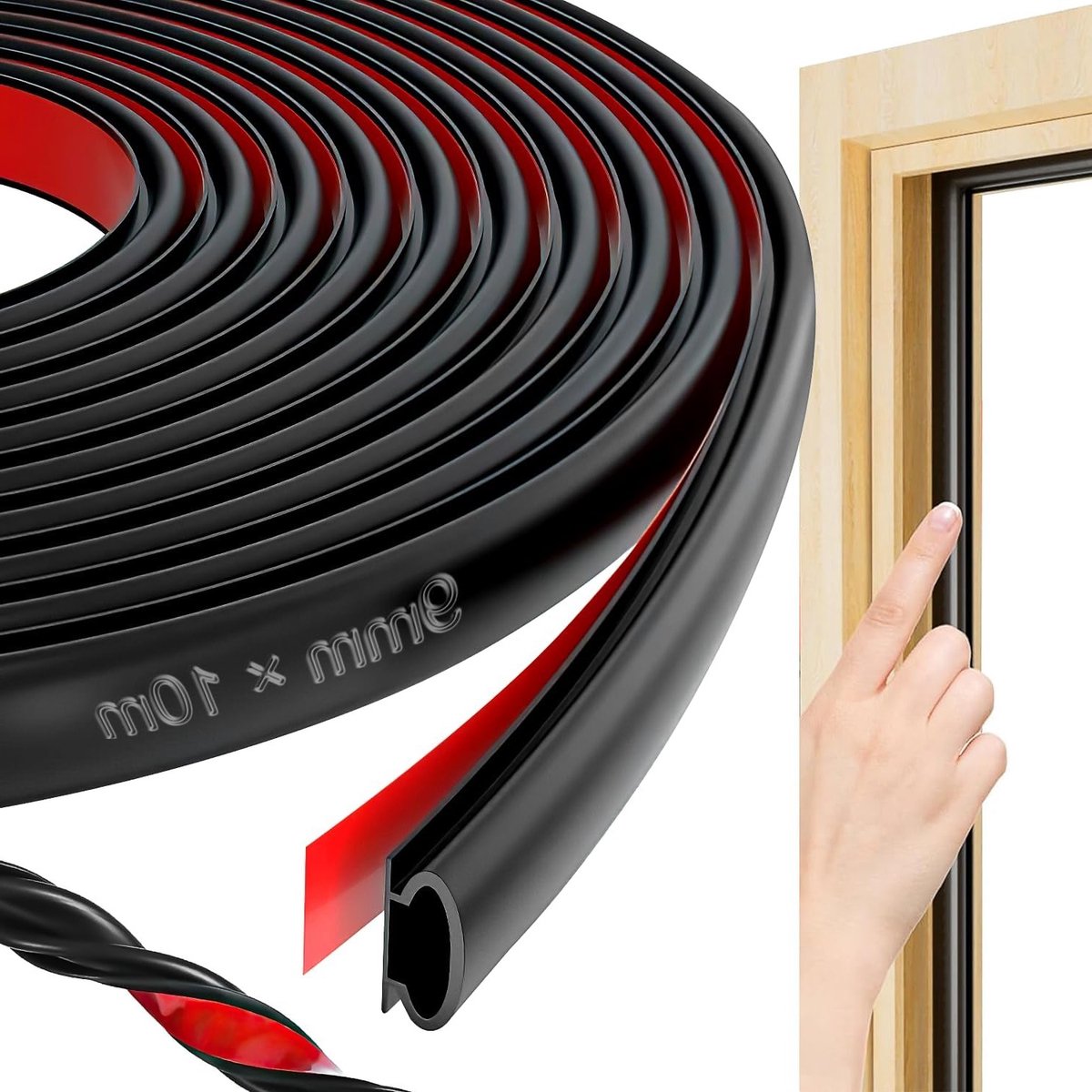 SnelShoppen - D-Type Deur Seal, Geluiddicht, Zelfklevend, D-profiel, Hoogwaardige Silicone Rubberen Strip, 10 m voor Deur Kaders en Gaten