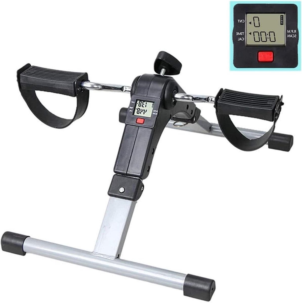 Onder bureau trainer - Vouwfiets pedalen - Thuis fitness - LCD display - Compact ontwerp - Zwart