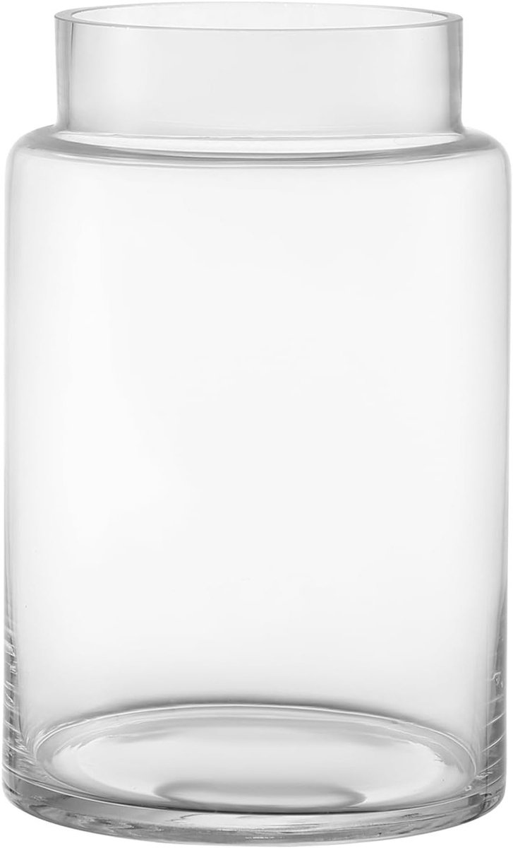 Elegante grote glazen vaas voor bloemen, hoge vaas voor boeketten, decoratie voor woonkamer, bruiloften en eettafel, 18CM hoogte