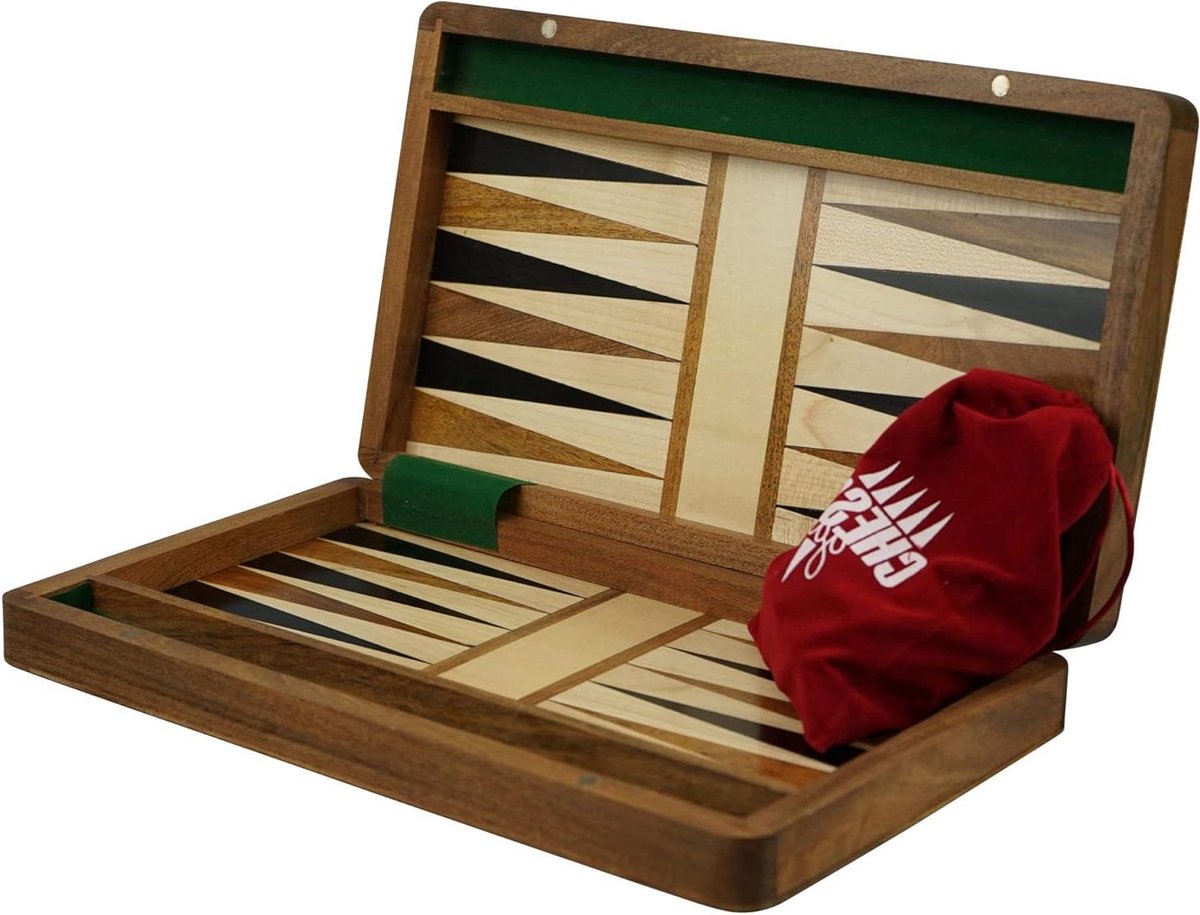 Backgammon Set - Tafelspel Hout - Familie Spel - Handgemaakt Vakmanschap - 10 Inch - Sheesham