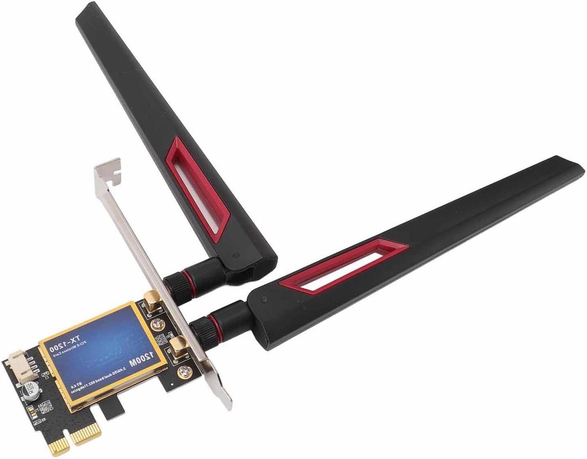 Draadloze Netwerkkaart - WiFi Adapter - Snelle Internetverbinding - Dual Band Bluetooth - 1200 Mbps - Zwart