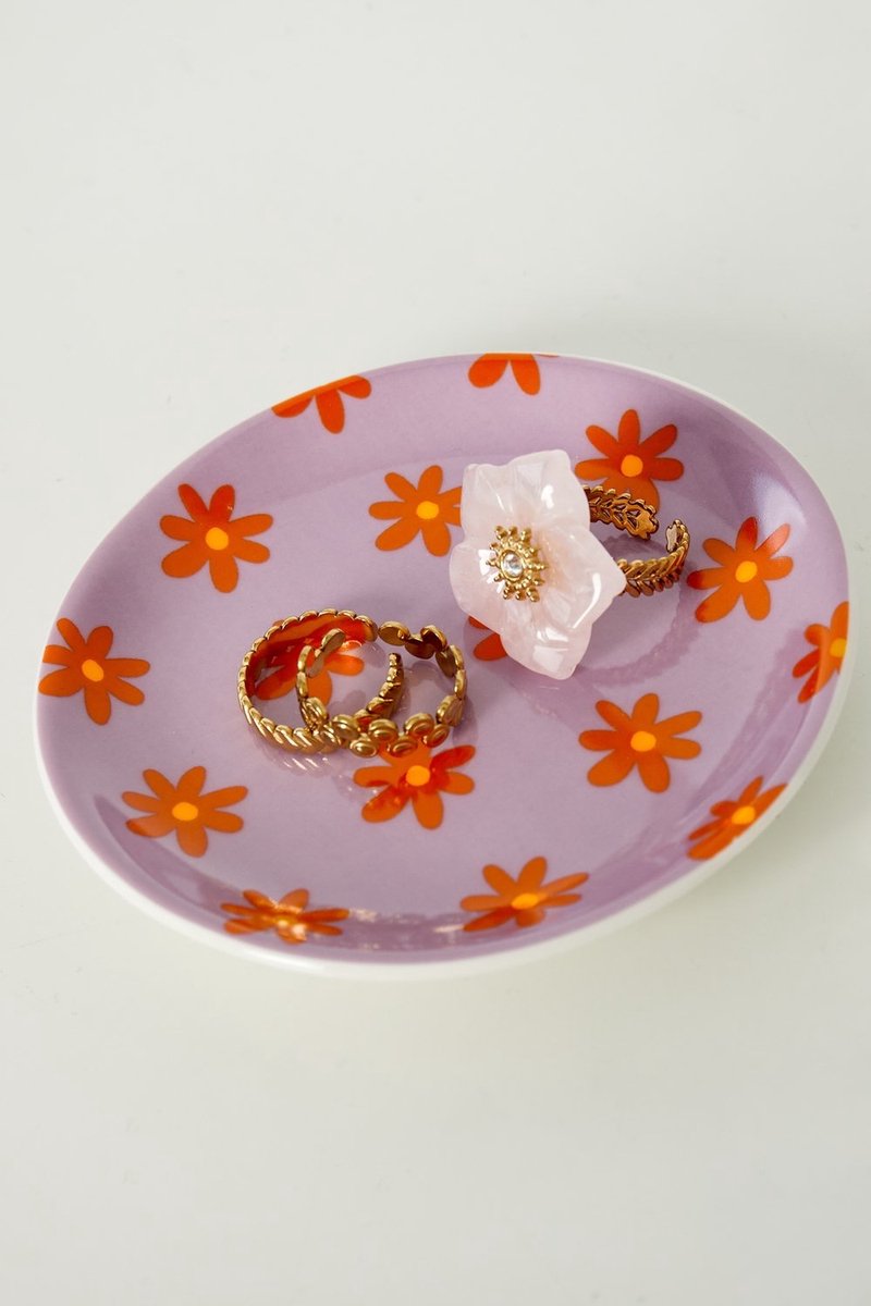 Sieraden Schaaltje | Flower Bomb | Lila Rood | Paars | Swirly Vierkant | Geel Roze 11x11cm | Amberblok | Amuse | Woonaccessoires | Woonaccessoire | Decoratie | Decoratief | Deco | Vrienden | Moederdag | Vakantie | Sushi | Bonbons | Accessoires