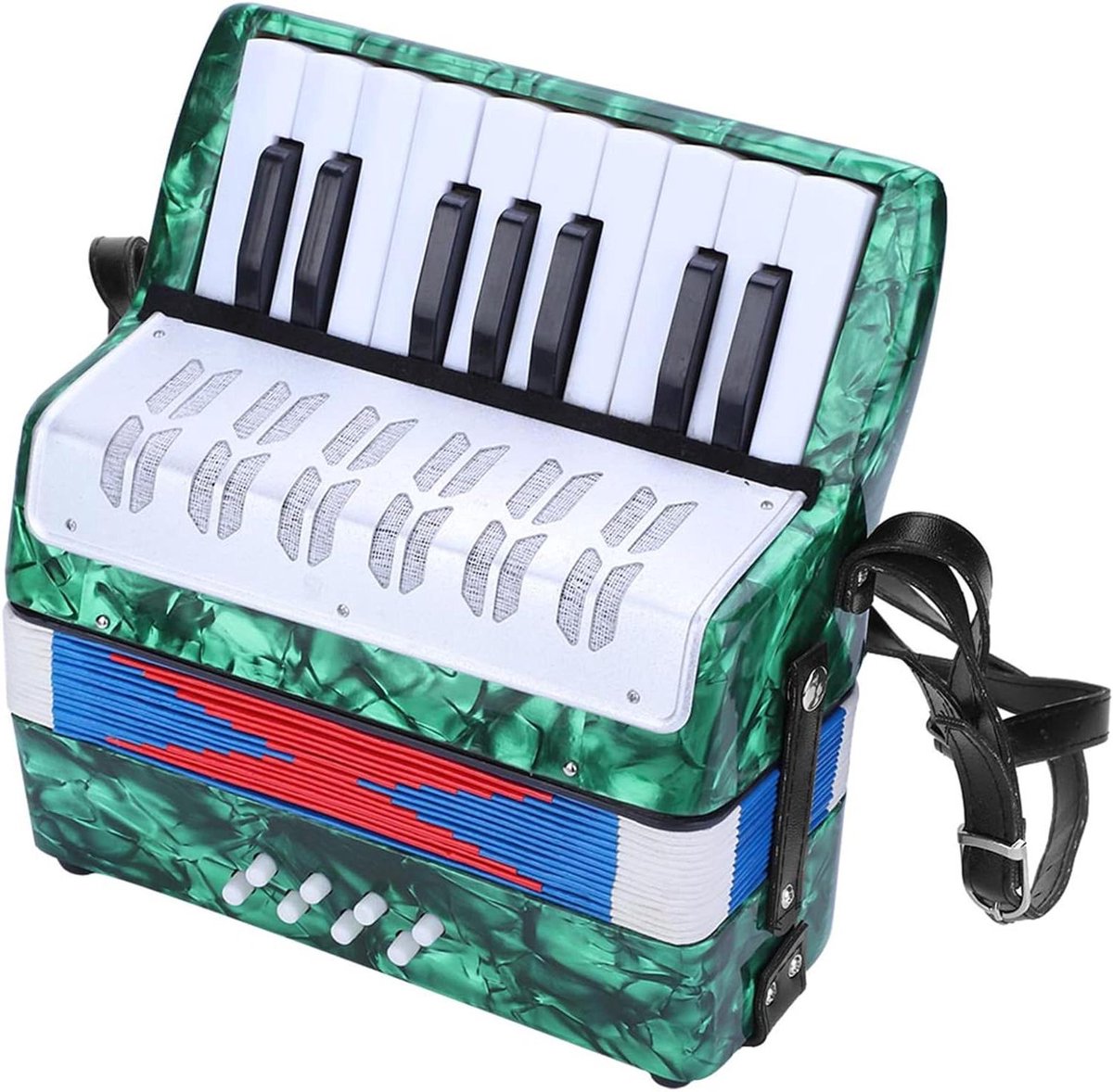 Accordeon Concertina - Muziekinstrument - Muziek Leren - 17 Toetsen 8 Bass - 25x25x12 cm - Groen