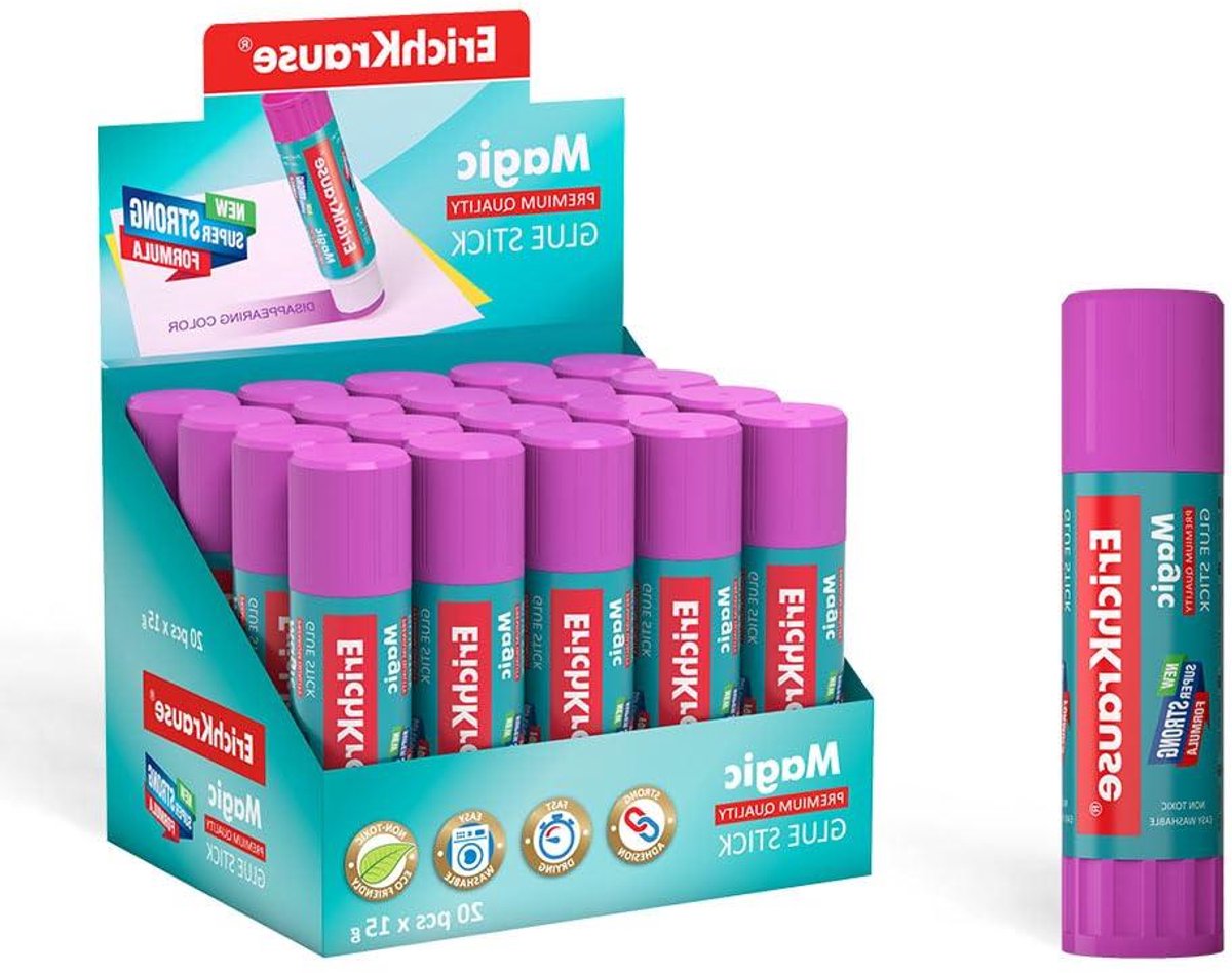 Zelfklevende lijmstift - Papierlijm knutselen - Snel plakken - Tijdelijke kleurindicator - 20 stuks - Paars