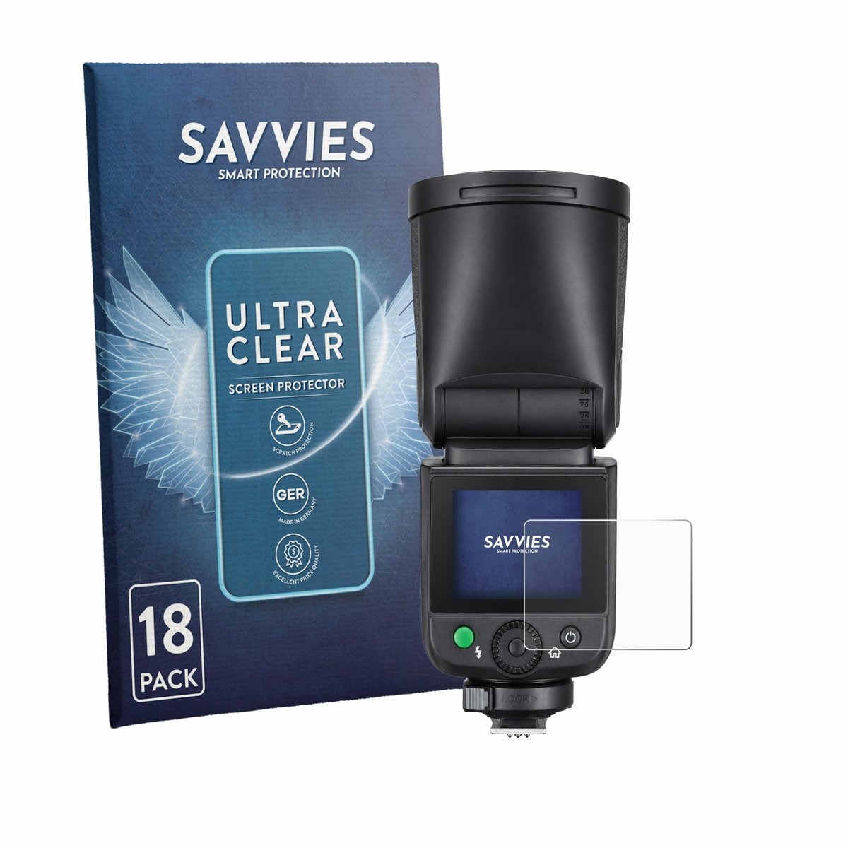 Savvies - Screenprotector voor Godox V1 mid - Folie Beschermfolie transparant 18 Stuks