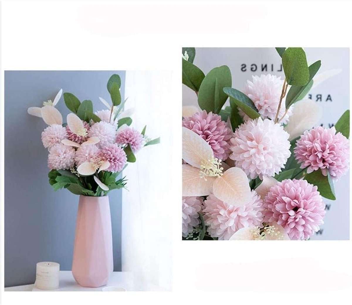 Kunstbloemen met Vaas - Zijden Bloemen Decoratie - Huis Decoreren - Real Touch Zijde - 1 S