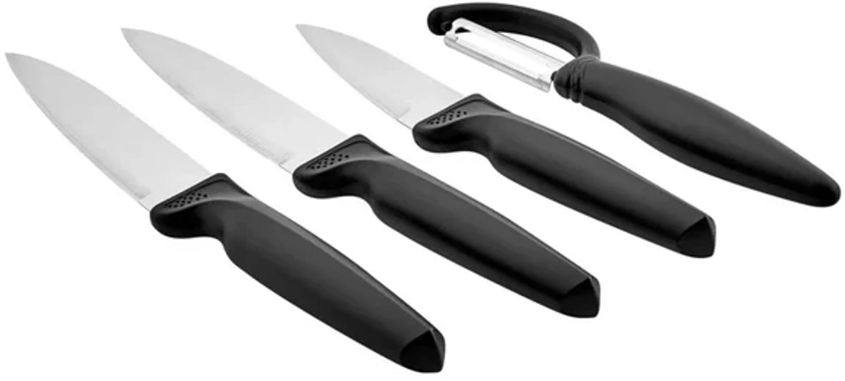 Karaca Inox - Messenset - 4-delig - RVS Keukenmessen Set - Zwart - Roestvrij Staal