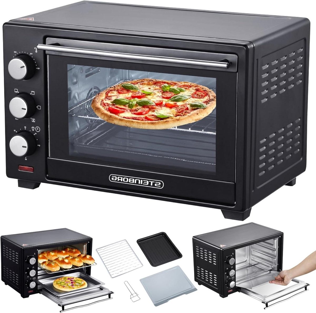 Mini Oven - Compacte Keukenoven - Maaltijden Bereiden - Met Circulatie - 25 Liter - Zwart