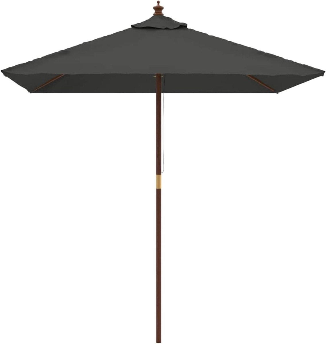 Parasol met houten paal - Terrasscherm tuinscherm - Schaduw creëren buiten - Ventilatie met dubbel kabelsysteem