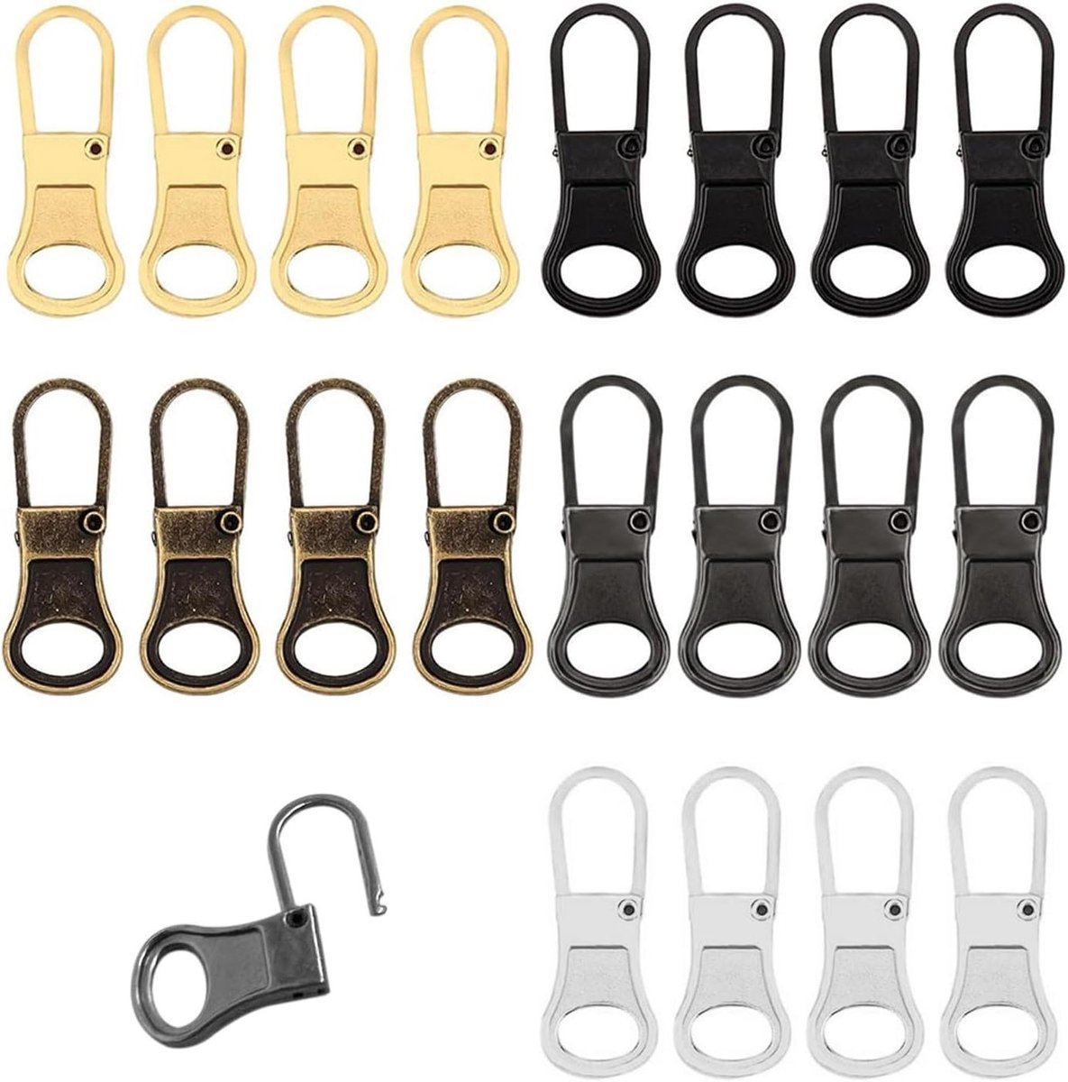 Vervangende Schuivers - Ritsonderdelen - Kleding Repareren - Metalen Constructie - 20 Stuks - Mix van Kleuren
