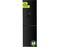 Exquisit KGC245-80-NF-W-040DB - Koel-vriescombinatie - Waterdispenser - 5 Jaar Garantie - 245 Liter - No-Frost - D label- Zwart