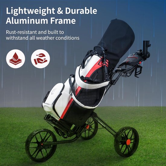Golf Duwwagen - Golfkar Lichtgewicht - Sportieve Uitjes - Viervoudig Opvouwbaar - 3 Wiel - Zilver van GOLF — afbeelding 5