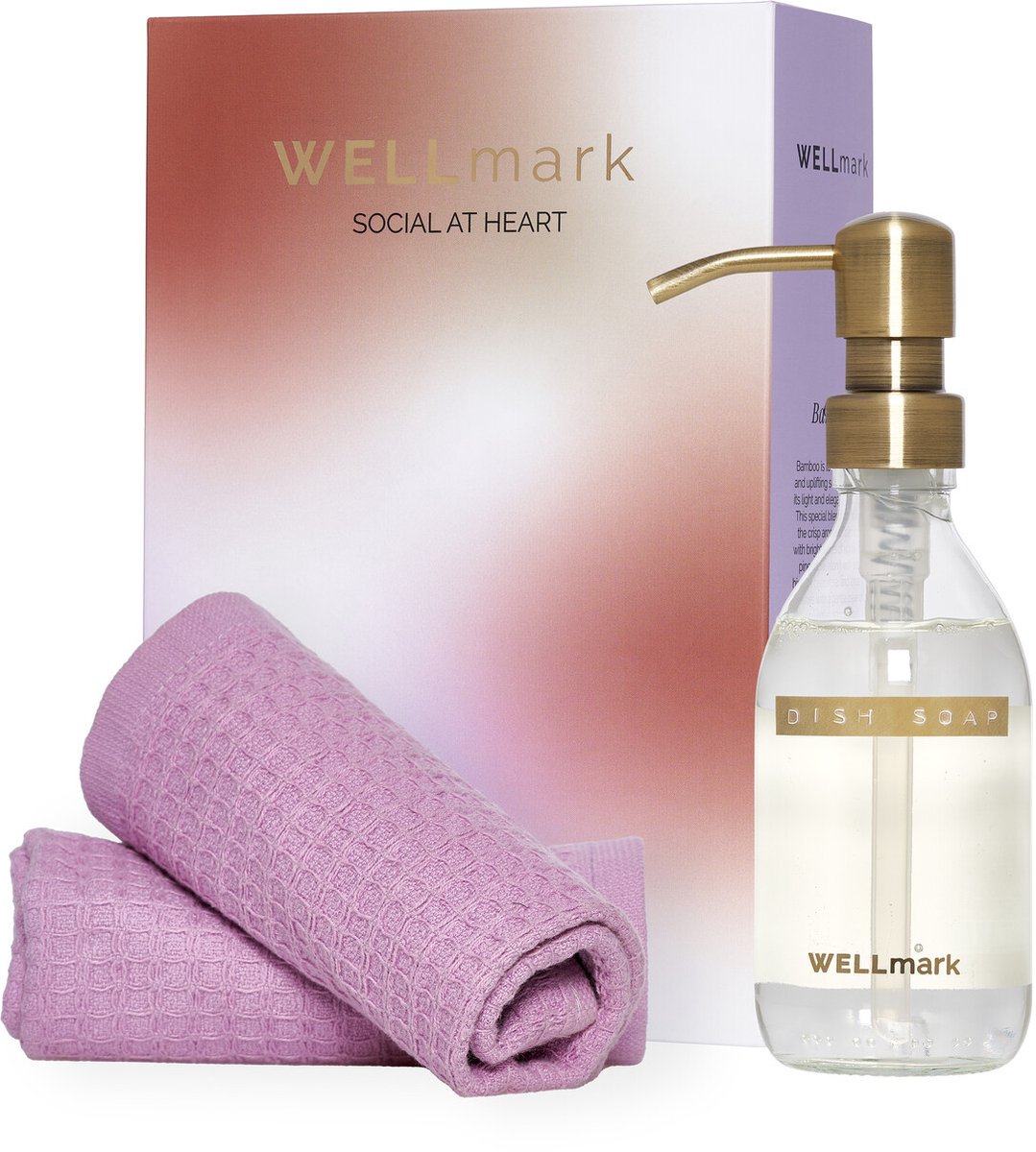 Wellmark giftbox Daily Home Care: afwas zeep + handdoek lila - bamboo