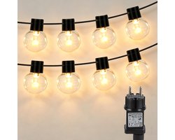 Aigostar Lichtsnoer buiten - 10 LED Bollen - 8 meter - Tuinverlichting - Partyverlichting - Lampjes slinger - Lichtslinger - Feestverlichting - Partylights