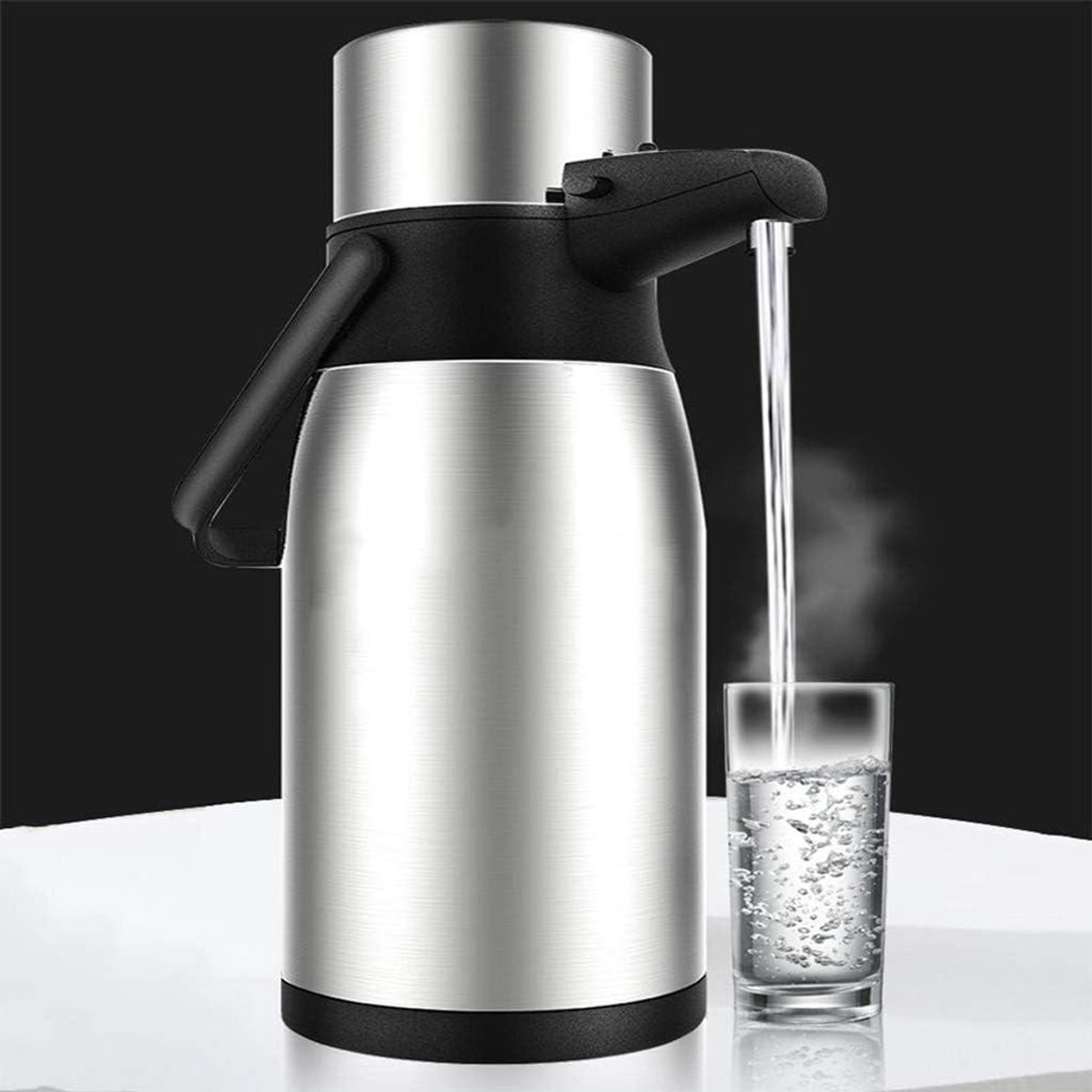 Thermoskan met pomp - Warme drankdispenser - Dranken serveren - Lange warmtebehoud - 3 Liter - Zilver