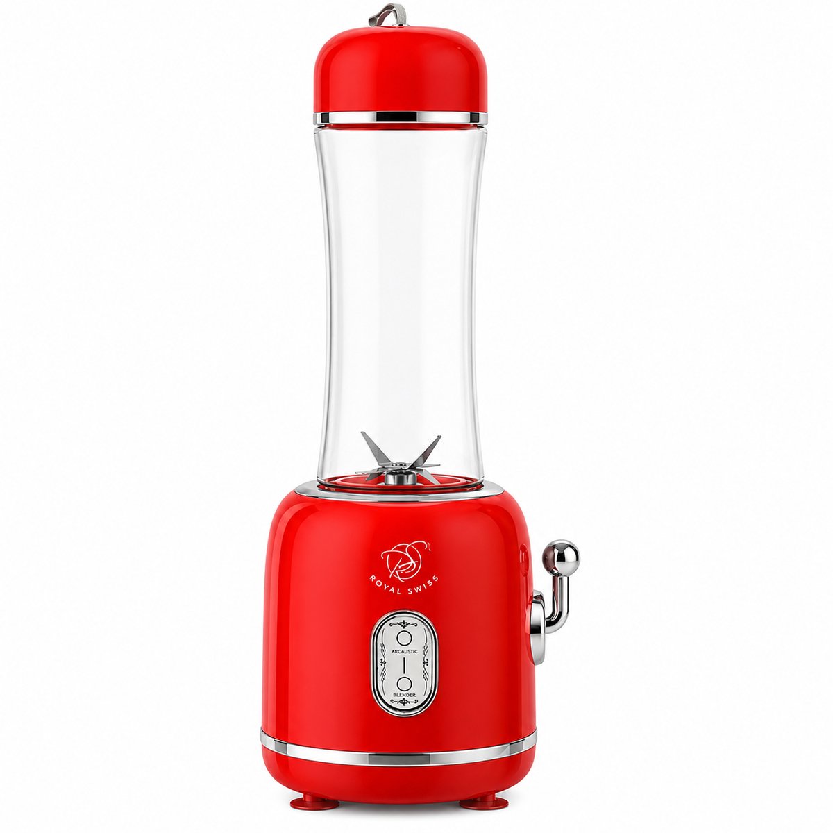 Royal Swiss® Smoothie Blender 300W – 600ml Drinkfles To-Go – Krachtige Mini Blender – RVS Messen – Compact & Ideaal voor Smoothies, Shakes en Sport