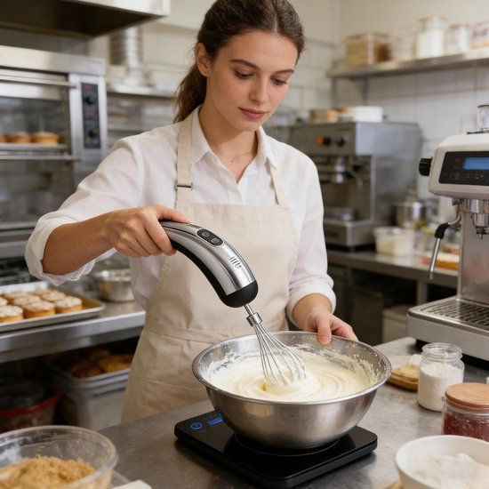 Elektrische Handmixer - Eiergarde Draadloos - Bakken en Koken - 5 Snelheden Instelbaar - 18 cm - Zilver Zwart — afbeelding 3