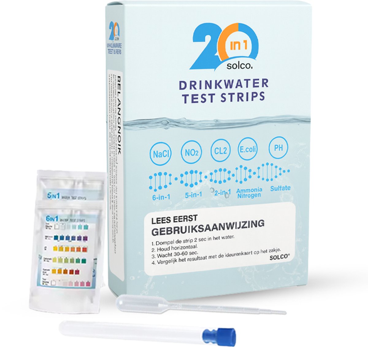 Drinkwater Test 20 In 1 - Lood - Bacteriën - Chloor - pH - Waterhardheid - Water Tester - Watertest