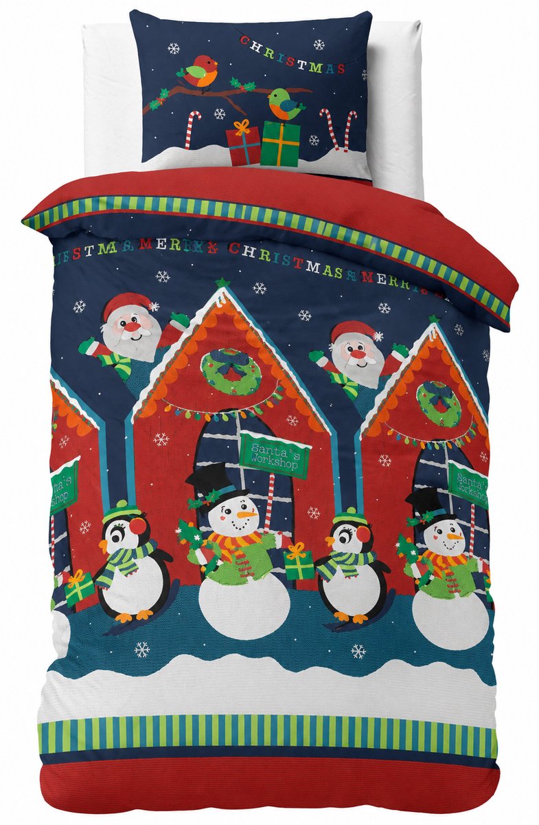 Peuter dekbedovertrek het huis van de kerstman