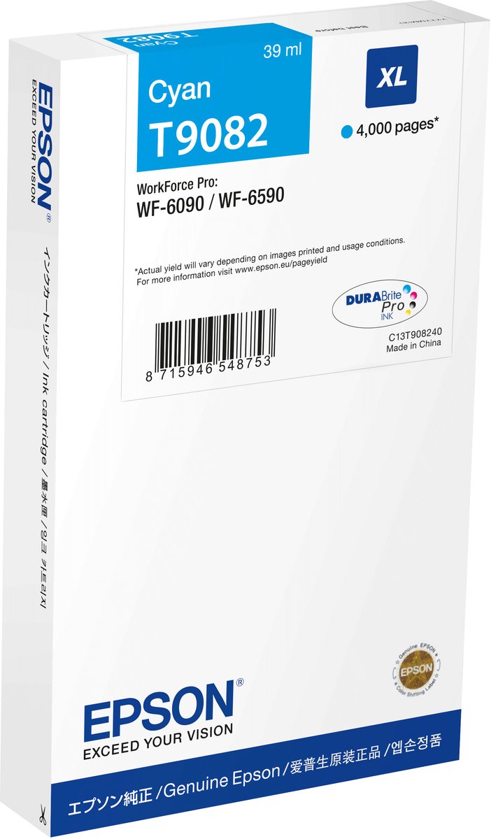 Epson C13T90824N inktcartridge, origineel, cyaan, 1 stuk
