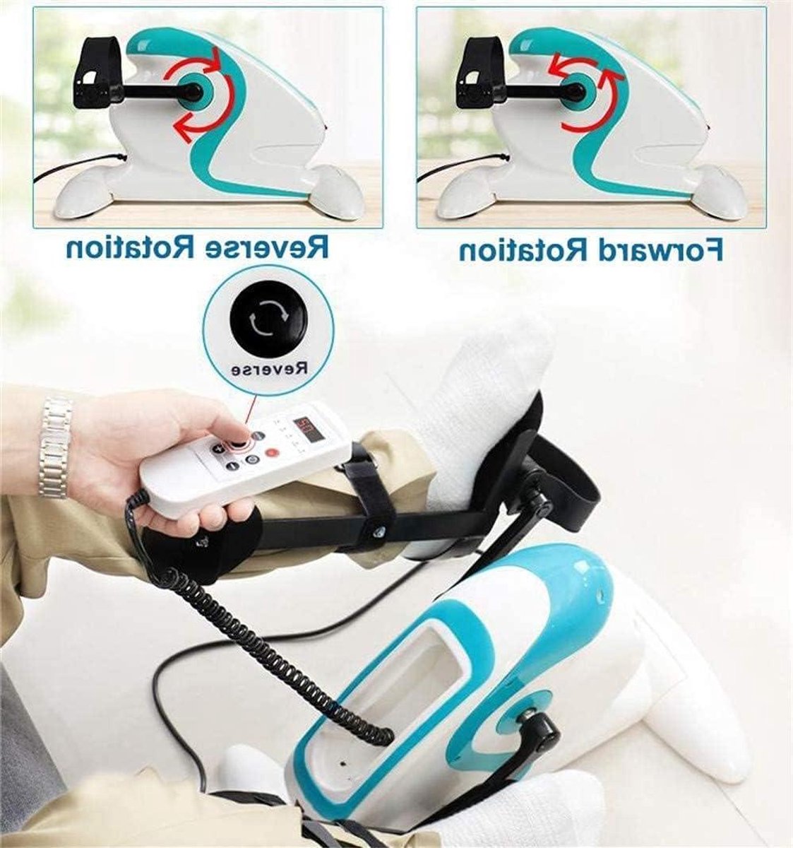 Elektrische Hometrainer - Pedaaltrainer Fiets - Revalidatie Training - Automatische Spaansherkenning - 49 x 30 x 28.5 cm - Wit