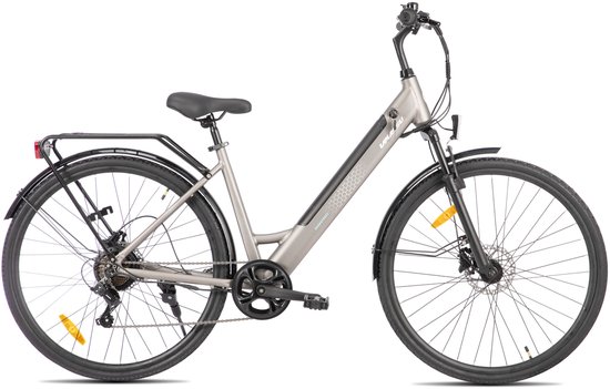 LAMASSU Elektrische Fiets - 700*38C - 250W Motor - 60 km Actieradius -Shimano 7 Versnellingen - Aluminium Frame - Unisex - Grijs — afbeelding 2