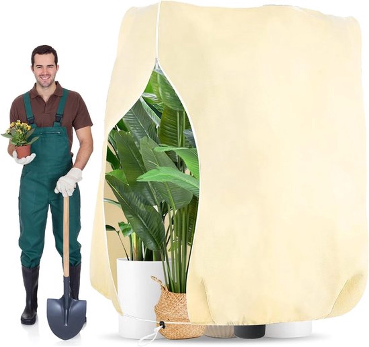Candala Plantenhoes - 180 x 120 cm - vorstbestendige plantenhoes - scheurvast - herbruikbaar - met rits - winterbescherming voor planten - vorstbescherming voor palmen - 1 stuk