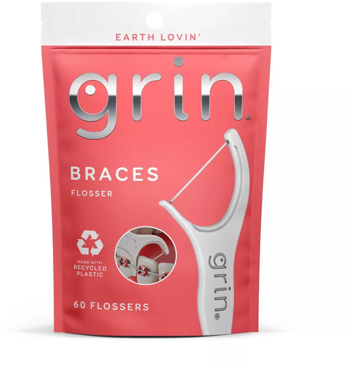 Grin Oral Care Tandzijde voor Beugels - Zonder smaak - 60 stuks - floss