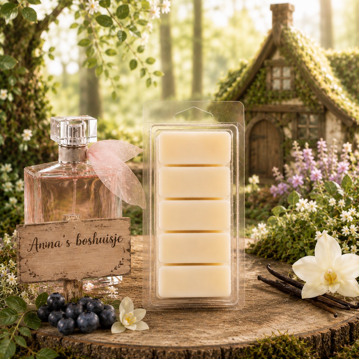 Waxmelts Anna's Boshuisje - Snapbar - 55 gram - Sojawas - Handmade - Dierproefvrij - Vegan - Huisparfum - Voor in geurbrander - Waxbrander - Geur in huis - Wax melt - Geurkaars - Parfum