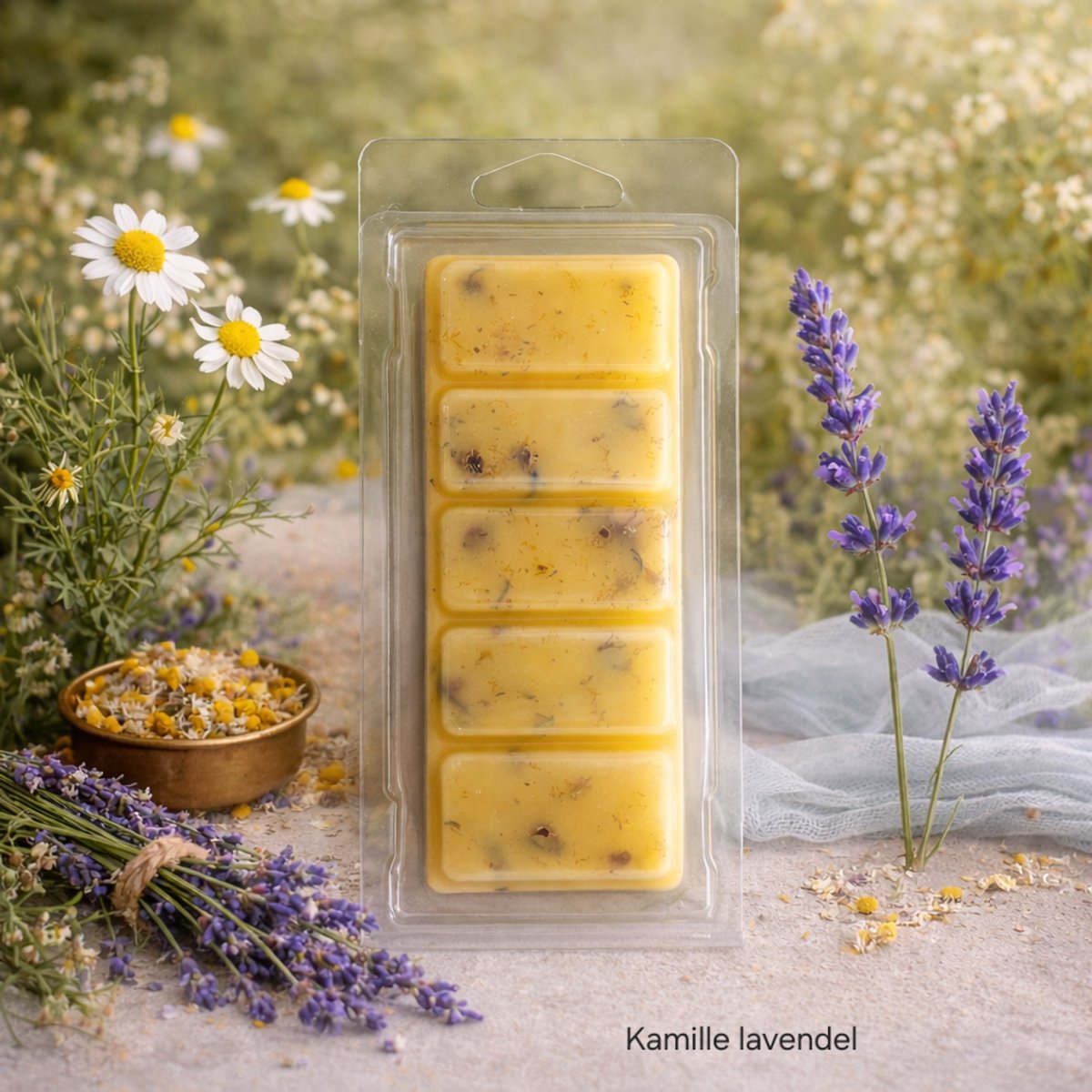 Waxmelts Kamille Lavendel - Snapbar - 55 gram - Sojawas - Handmade - Dierproefvrij - Vegan - Huisparfum - Voor in geurbrander - Waxbrander - Geur in huis - Wax melt - Geurkaars - Parfum