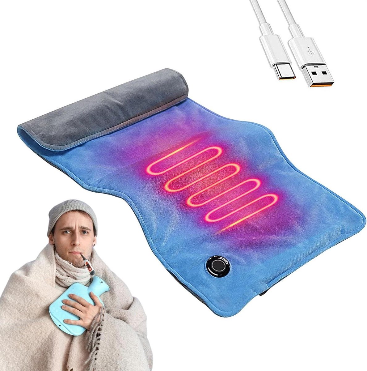 Verwarmingsdeken - Stoel deken - Directe warmte - Snelle grafeen verwarming - 30 x 60 cm - Grijs