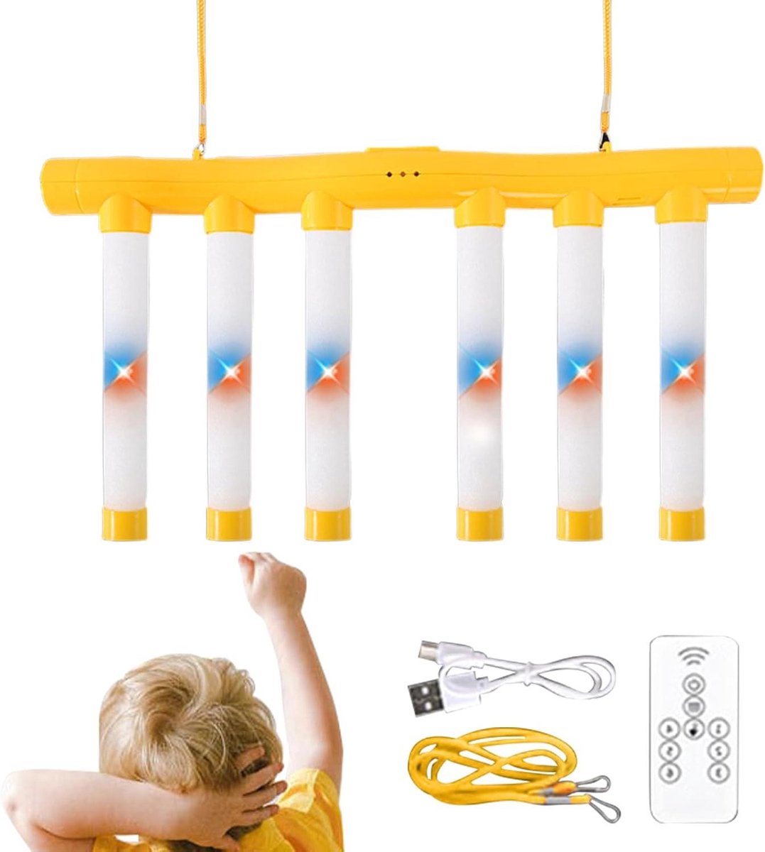 Vangspel voor kinderen - Reactietrainer valstokken - Verbeteren reactietijden - Instelbare snelheidsinstellingen - 40 x 95 x 53 cm - Geel