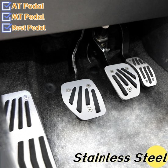 Pedaal Covers - Auto Pedalen - Verbeterde Grip - Roestvrij Staal - One Size - Zilver Zwart — afbeelding 3