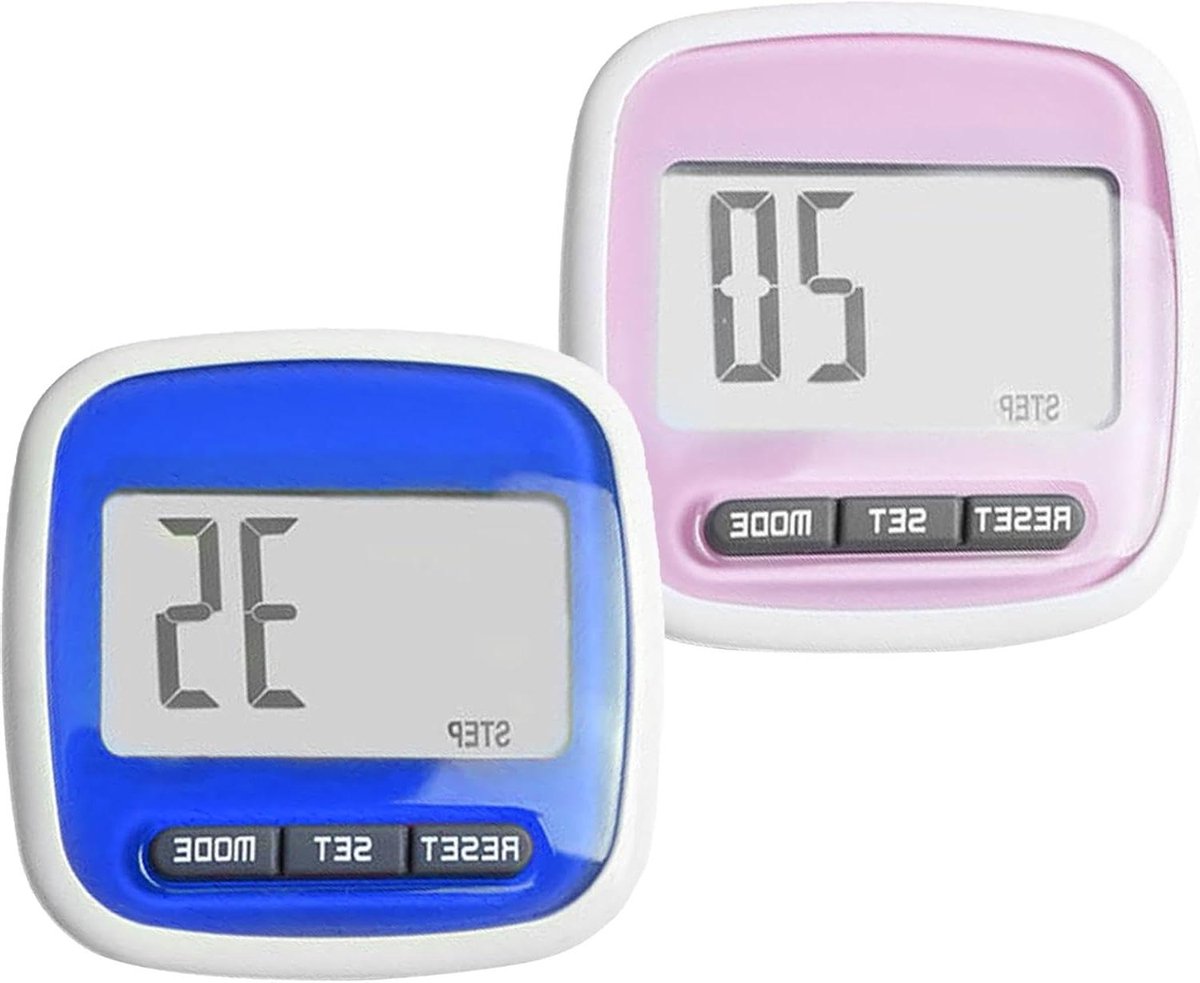 Stappenteller Set - Loopmeter Clip - Activiteit Meten - 3D Sensor Technologie - 2 Stuks - Blauw Roze