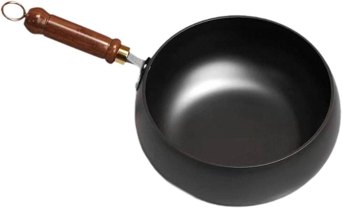 Wokpan met antiaanbaklaag Roerbakpan platte bodem Snel en gezond koken Gelijkmatige warmteverdeling 24 cm diameter Zwart