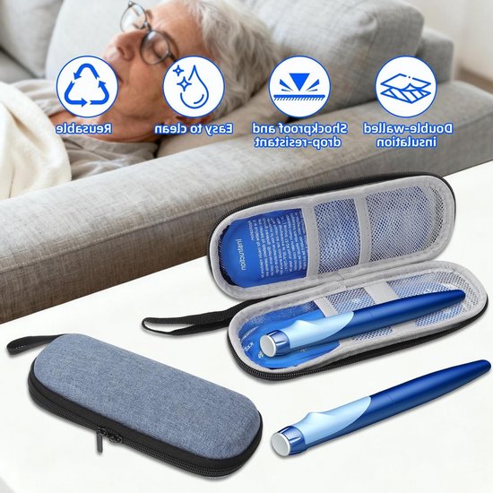 Insuline koel tas met 2 koel elementen voor diabetici - Mini koeltas voor diabetes - Blauwe tas voor medicatie en temperatuurcontrole — afbeelding 4