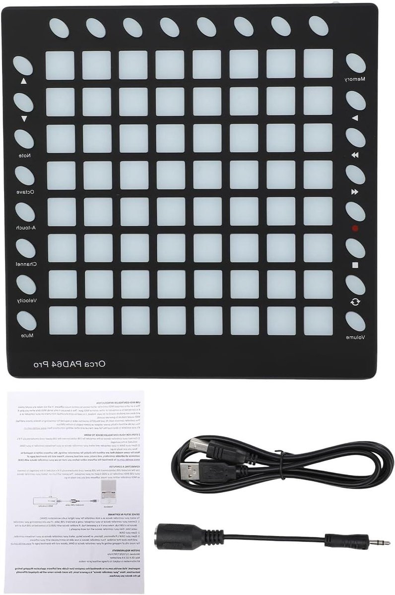 MIDI Pad Controller - Beat Maker Machine - Muziek Productie - 64 RGB Pads - 25.6 x 25.6 cm - Zwart