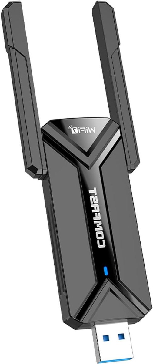 Wifi Adapter - Netwerkkaart USB - Snel Internet - WiFi 7 Tri-band - 6500 Mbps - Zwart