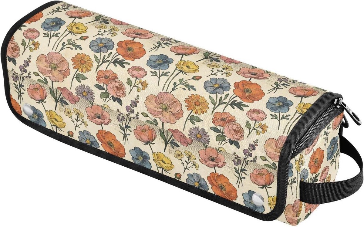 Haartool Reistas - Krultang Tas - Reizen en Opslag - Hittebestendige Mat - 37 cm Lengte - Antieke Bloemen