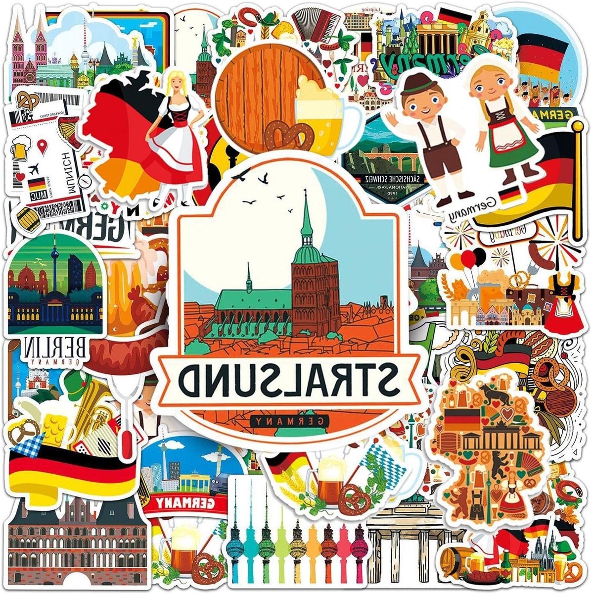 Reisstickers Duitsland - Waterdichte retro stickers voor bagage, laptops en landenverzameling