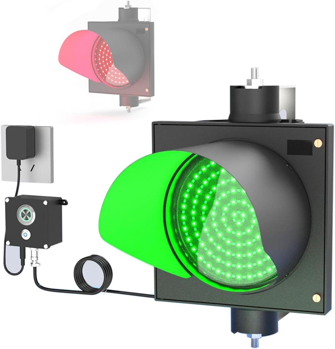 Verkeerslicht Wandlamp - Signaallamp Rood Groen - Industriële Beveiliging - Dubbele Kleur Module - 200mm Diameter - Zwart