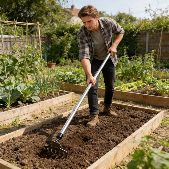Tuinhark Schoffel - Grassteker Hark - Onkruid Verwijderen - Verstelbare Lengte - 28-98.5 cm - Niet gespecificeerd van Merkloos	 — afbeelding 5