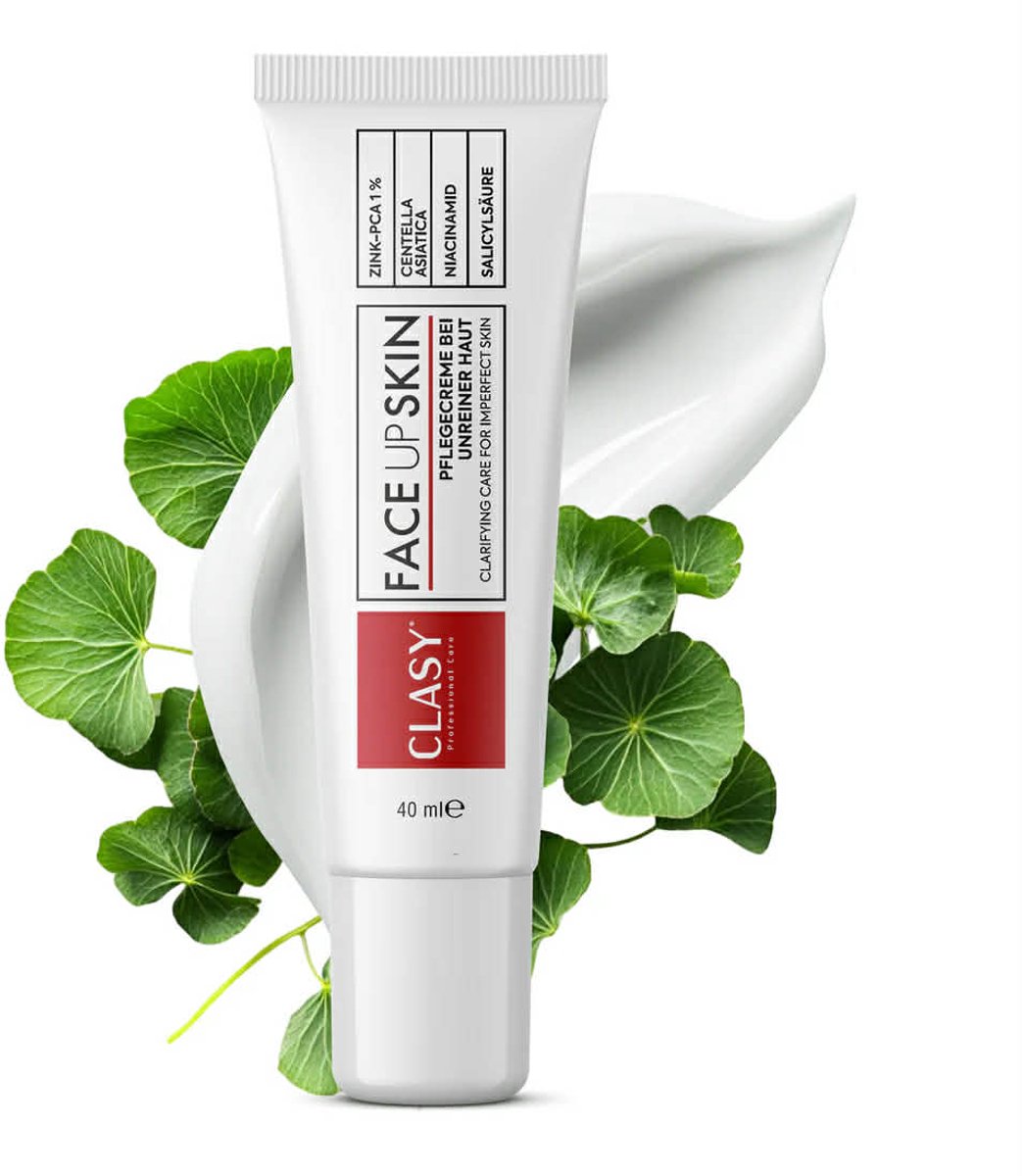 Clasy Care Face Up Skin Acne Cream – Acnecrème met Niacinamide, Zinc PCA & Salicylzuur – Verzorgende Gezichtscrème voor Onzuivere Huid – 40 ml