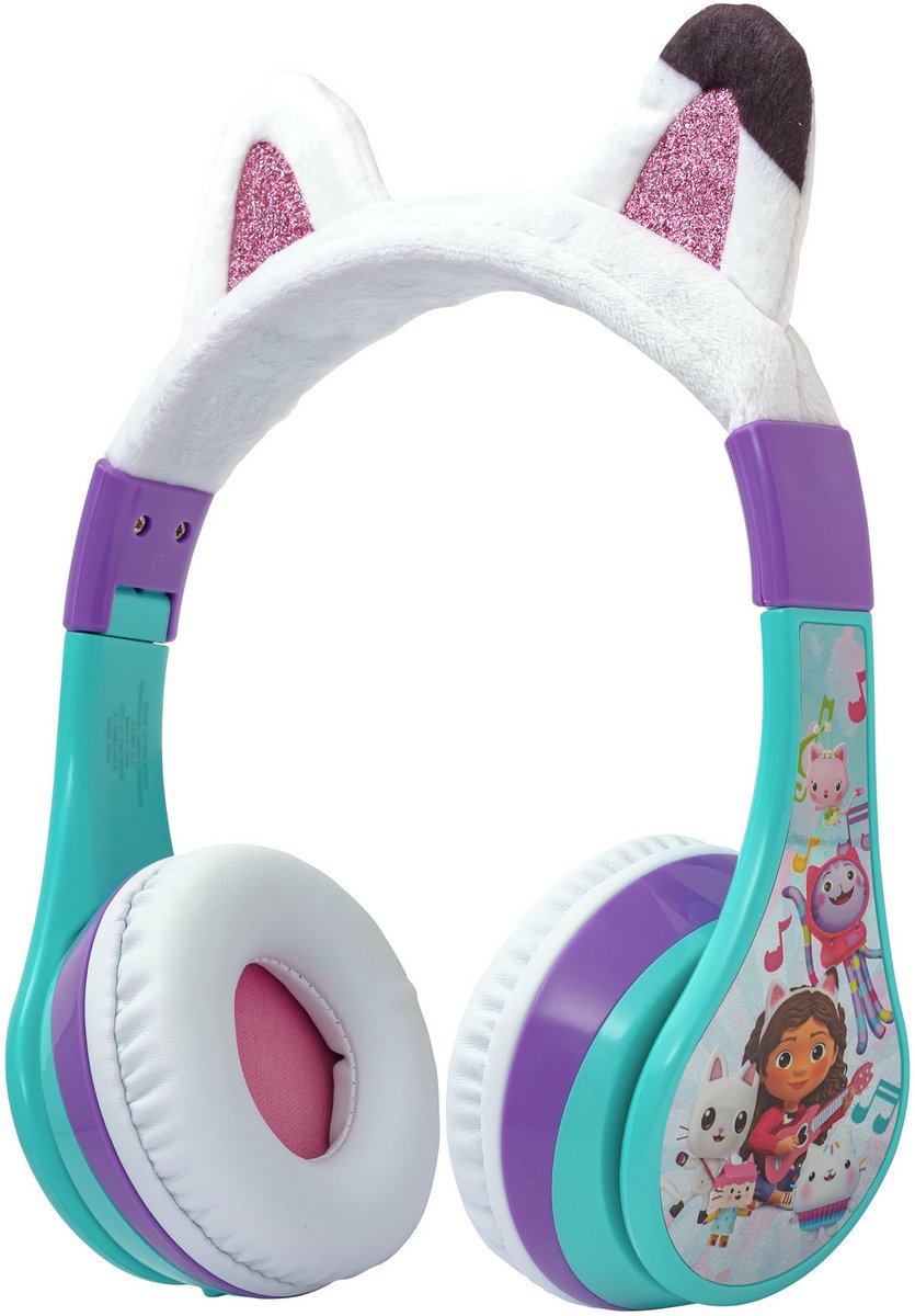 Gabby's Poppenhuis - draadloze kinderkoptelefoon - pluche oortjes - met volumebegrenzing - lange speeltijd